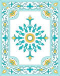 Aqua Yellow Floral Mandala Design Rug