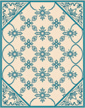 Teal Floral Medallion Patterned Rug
