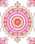 Vibrant Pink Red Floral Mandala Pattern Rug