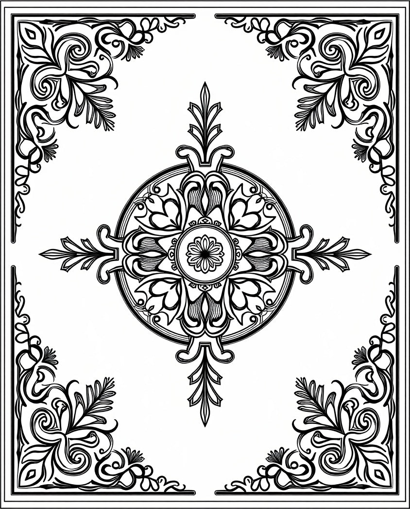 Ornate Filigree Floral Mandala Rug