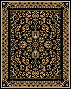 Ornate Floral Scrollwork Pattern Rug
