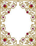 Ornate Gold Floral Border Design Rug