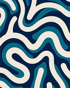 Deep Blue Abstract Swirl Pattern Rug
