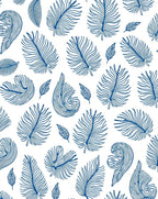 Blue Line Art Feather Pattern Rug