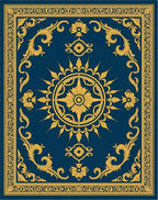 Ornate Floral Medallion Border Design Rug
