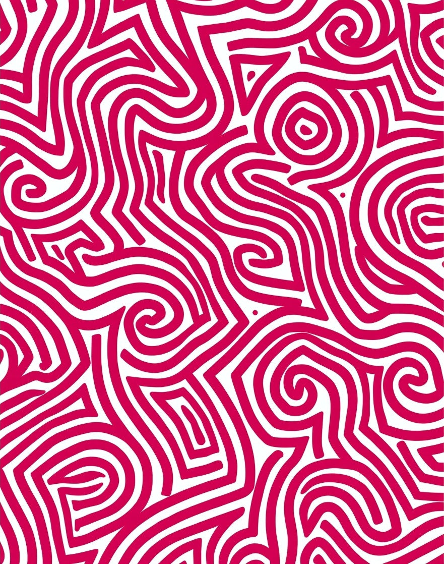 Crimson Swirl Intertwined Maze Rug