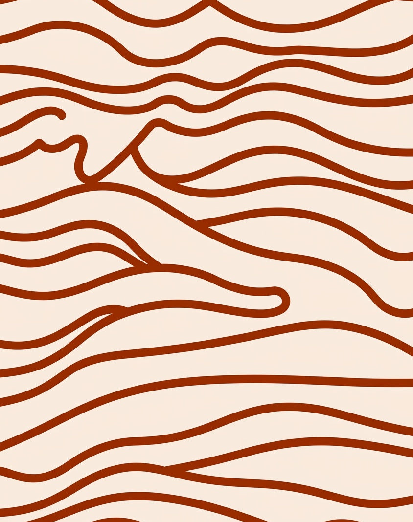 Abstract Wavy Terracotta Design Rug