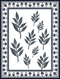 Dark Leaf Branch Patterned Statement Rug