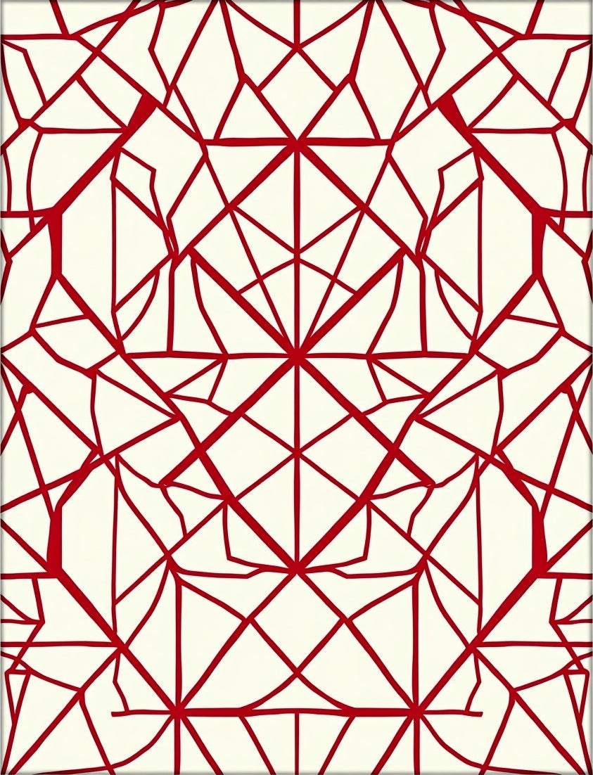 Crimson Geometric Intersecting Lines Rug