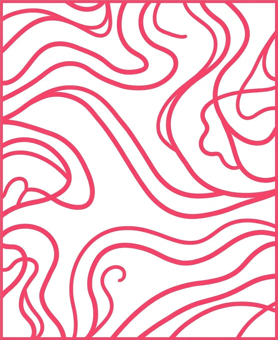 Crimson Wavy Flowing Lines Rug