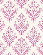 Elegant Pink Floral Damask Pattern Rug