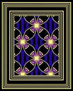Golden Geometric Floral Patterned Rug
