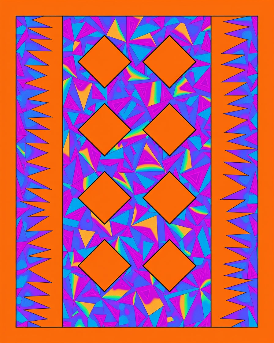 Vibrant Geometric Diamond Pattern Rug