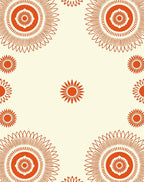 Orange Mandala Patterned Cream Rug