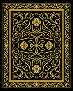 Elaborate Golden Floral Filigree Design Rug