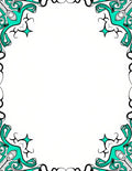 Intricate Teal Swirls Border Design Rug