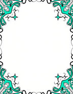Intricate Teal Swirls Border Design Rug