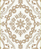 Elegant Floral Scrollwork Brown Tan Pattern Rug
