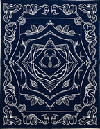 Navy White Organic Swirl Pattern Rug