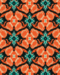 Ornate Teal Orange Floral Pattern Rug