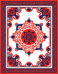 Bold Red Navy Floral Mandala Design Rug