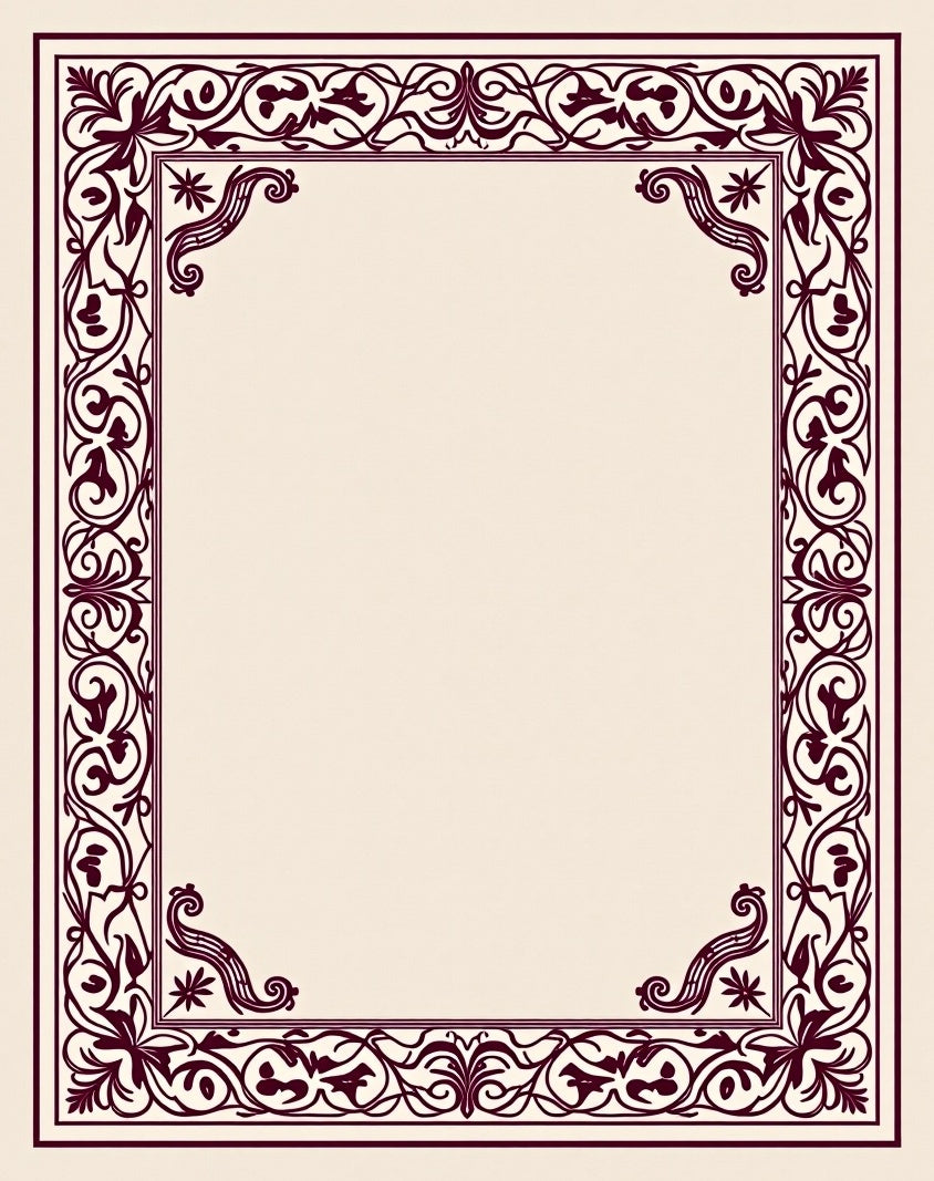 Elaborate Floral Scrollwork Border Rug