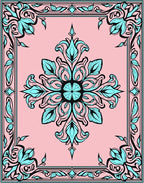 Elegant Blue Floral Symmetry Rug