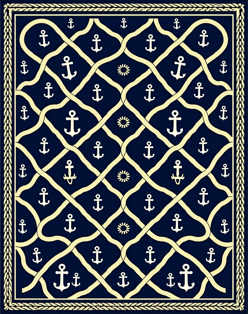 Nautical Anchor Geometric Pattern Rug