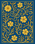 Art Nouveau Floral Scrollwork Design Rug
