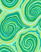 Green Swirling Abstract Pattern Rug
