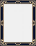 Dark Blue Golden Scroll Border Rug