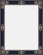 Dark Blue Golden Scroll Border Rug