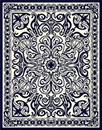Ornate Floral Scrollwork Classic Design Rug