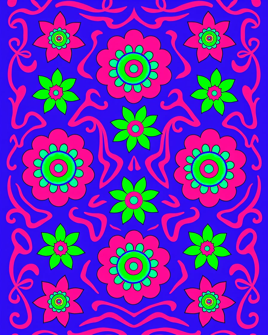 Retro Floral Swirl Design Rug