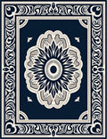 Ornate Floral Mandala With Geometric Border Rug