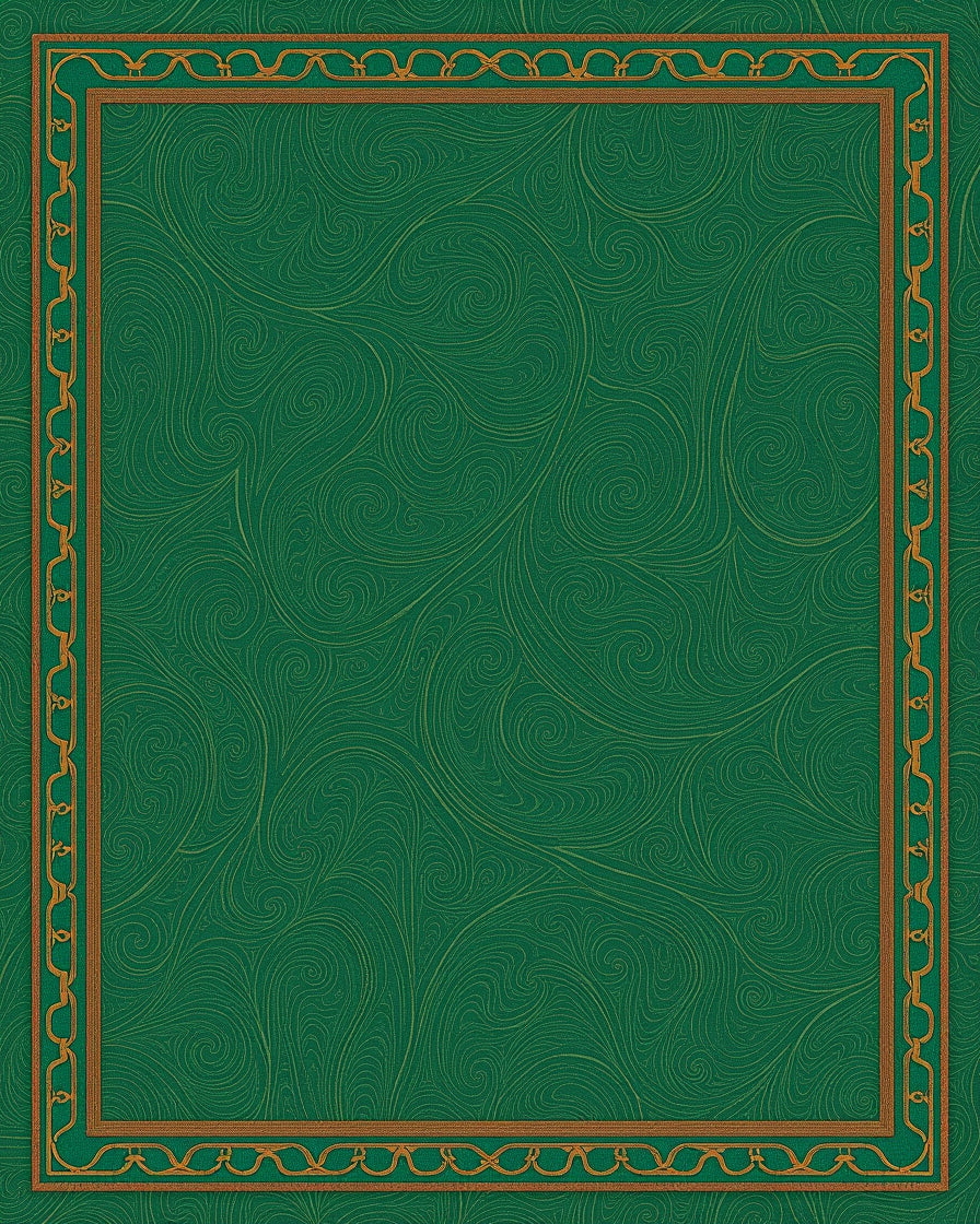 Green Gold Swirl Frame Rug