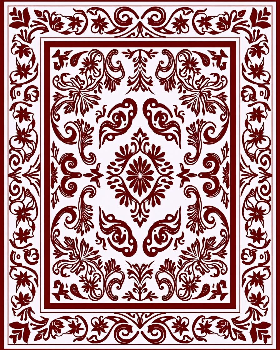 Elegant Floral Scrollwork Heritage Design Rug
