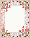 Pink Floral Whimsical Geometric Border Rug