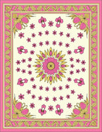 Pink Gold Floral Medallion Pattern Rug