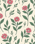 Pink Flower Vine Pattern Rug