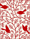 Red Birds Branches Decorative Accent Rug