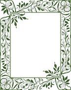 Elegant Green Floral Swirl Border Design Rug