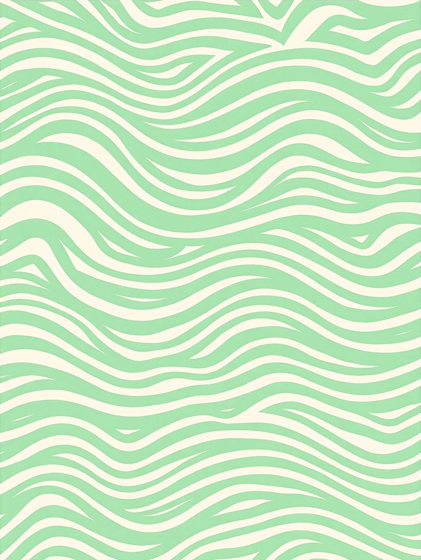 Mint Green Abstract Wavy Lines Pattern Rug