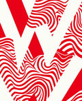 Abstract Red White Wavy Geometric Pattern Rug