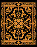 Ornate Black Gold Floral Pattern Rug