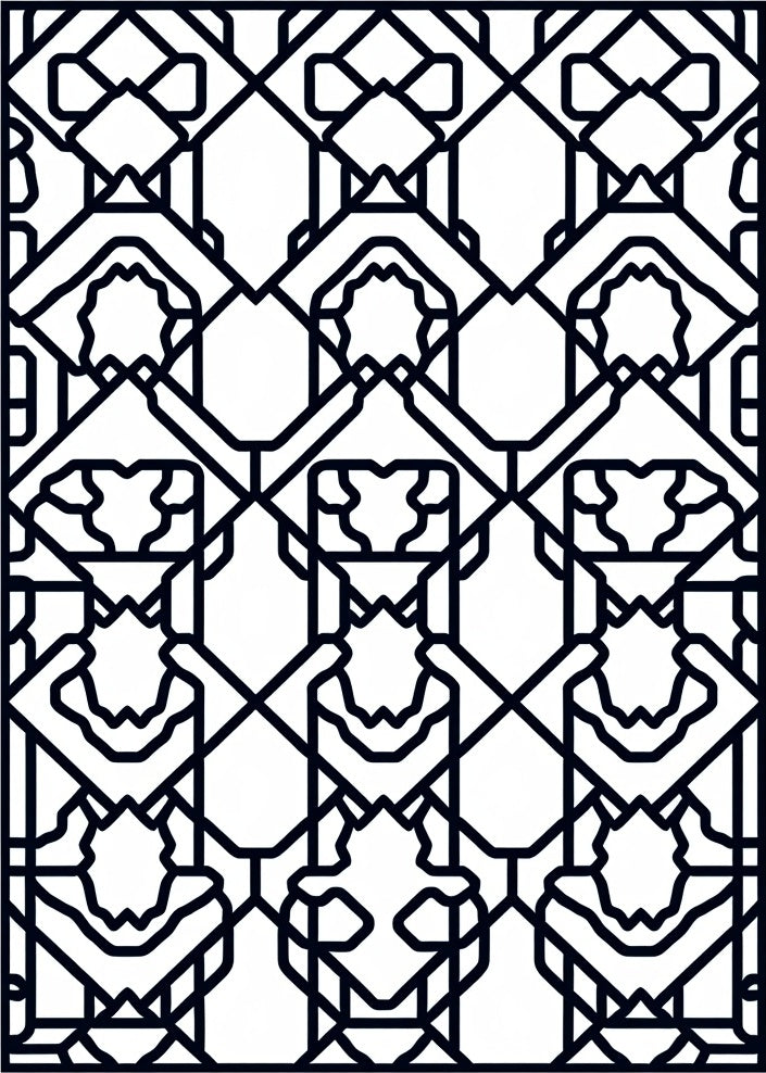 Art Deco Geometric Outline Pattern Rug