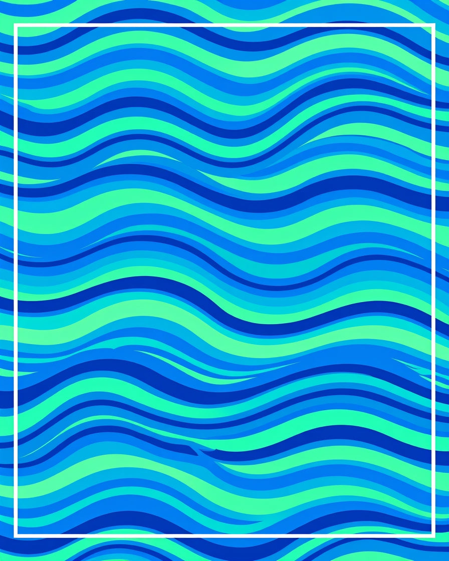 Wavy Blue Green Abstract Pattern Rug