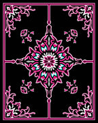 Vibrant Pink Floral Medallion Contour Rug