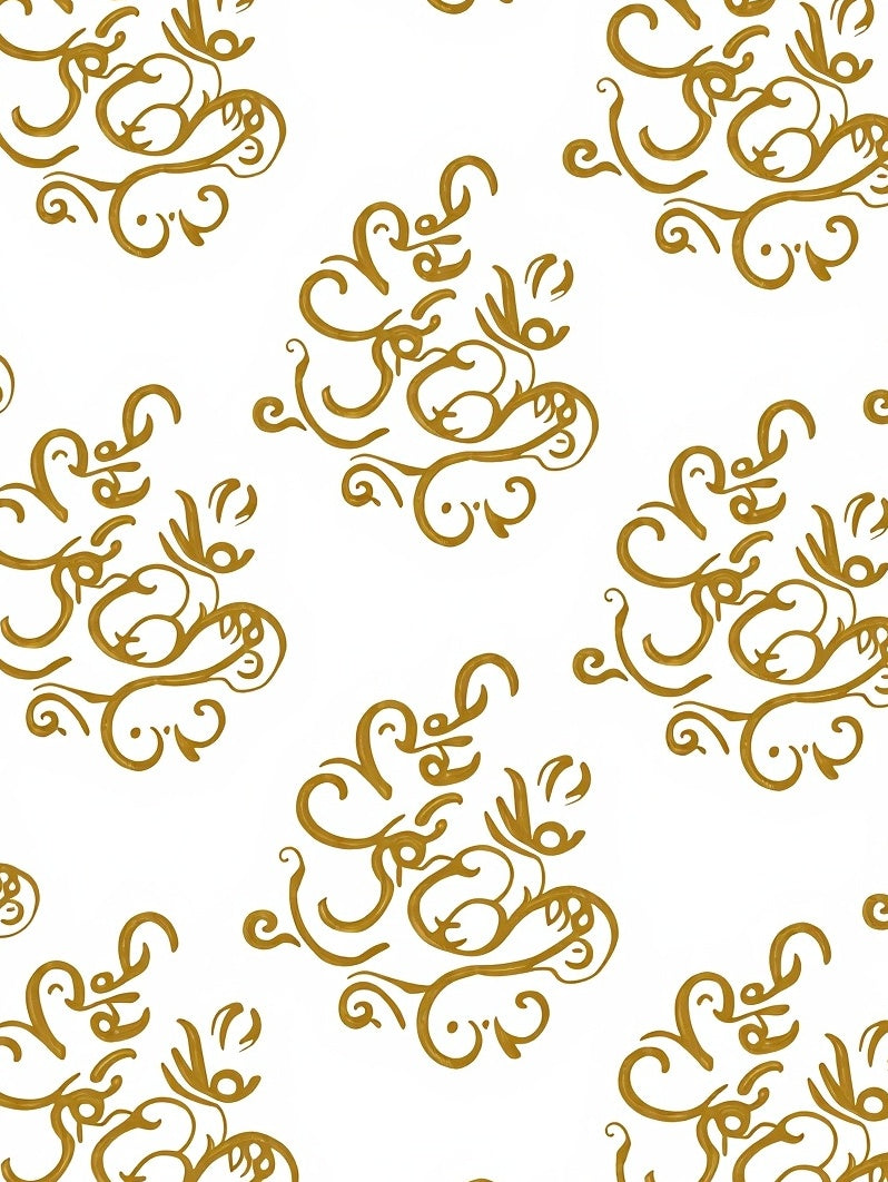 Golden Swirls Floral Pattern Rug