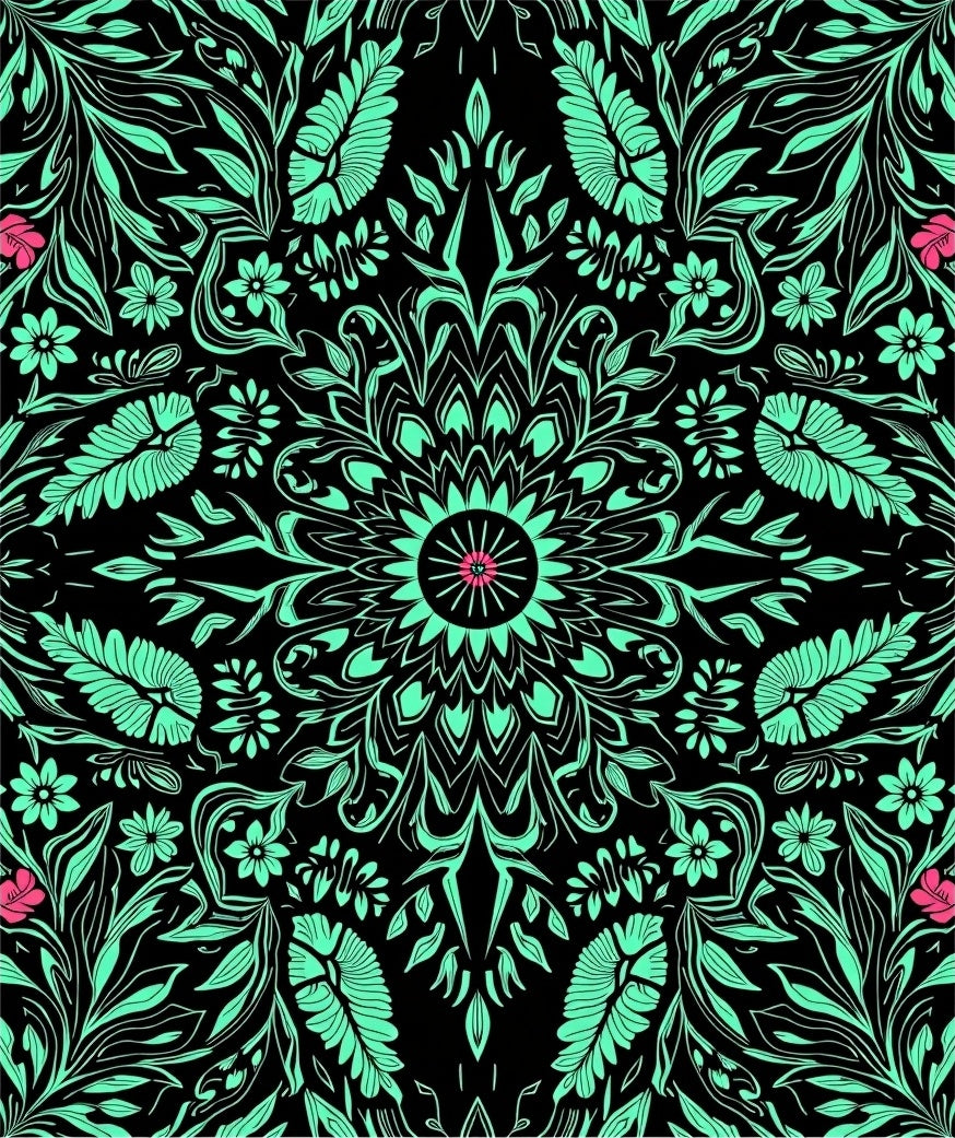 Floral Medallion Mint And Pink Rug